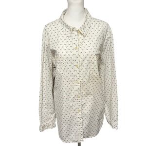 Old Navy Womens Plus XXL Nautical Anchor Print Long Sleeve Button Down Shirt Top